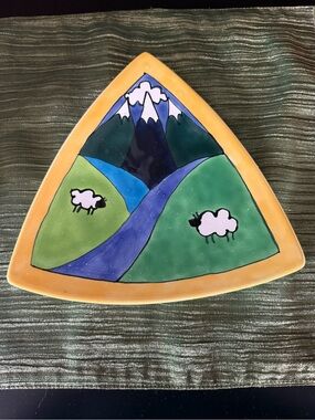 Hand-Painted Triangular Ceramic Wall Art Plate made in New Zealand